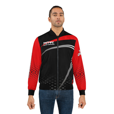 Men's Bomber Jacket Red Black Grey Pattern NSDRC Logo TD