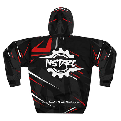 Men's Pullover Hoodie Black Grey Pattern NSDRC Logo