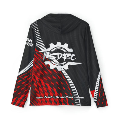 Men's Sports Warmup Hoodie Red Pattern NSDRC Logo TD