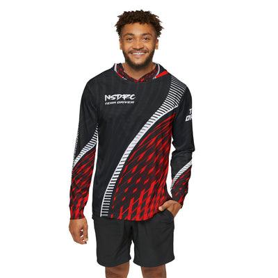 Men's Sports Warmup Hoodie Red Pattern NSDRC Logo TD