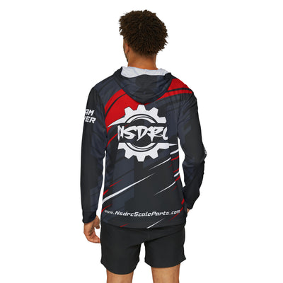 Men's Sports Warmup Hoodie Red Stripe Pattern NSDRC Logo TD