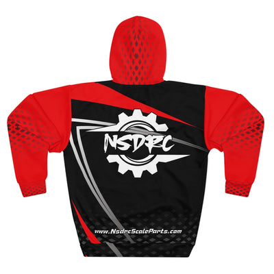 Men's Pullover Hoodie Red Black Grey Pattern NSDRC Logo