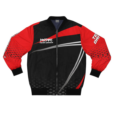 Men's Bomber Jacket Red Black Grey Pattern NSDRC Logo TD