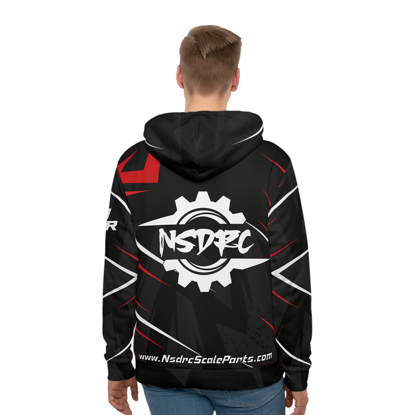 Men's Hoodie Black Grey Pattern NSDRC Logo
