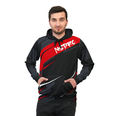 Red Stripe Pattern Athletic Hoodie Moa