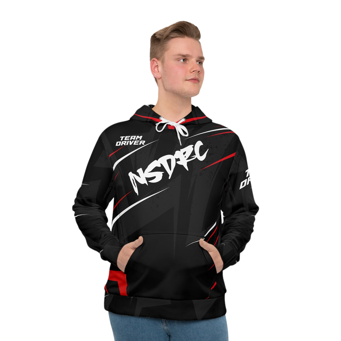 Men's Hoodie Black Grey Pattern NSDRC Logo