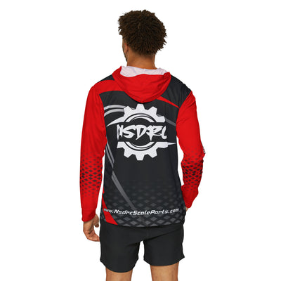 Men's Sports Warmup Hoodie Red Black Grey Pattern NSDRC Logo