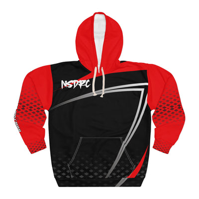 Men's Pullover Hoodie Red Black Grey Pattern NSDRC Logo