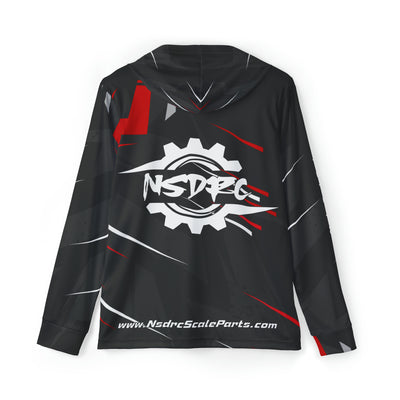 Men's Sports Warmup Hoodie Black Grey Pattern NSDRC Logo