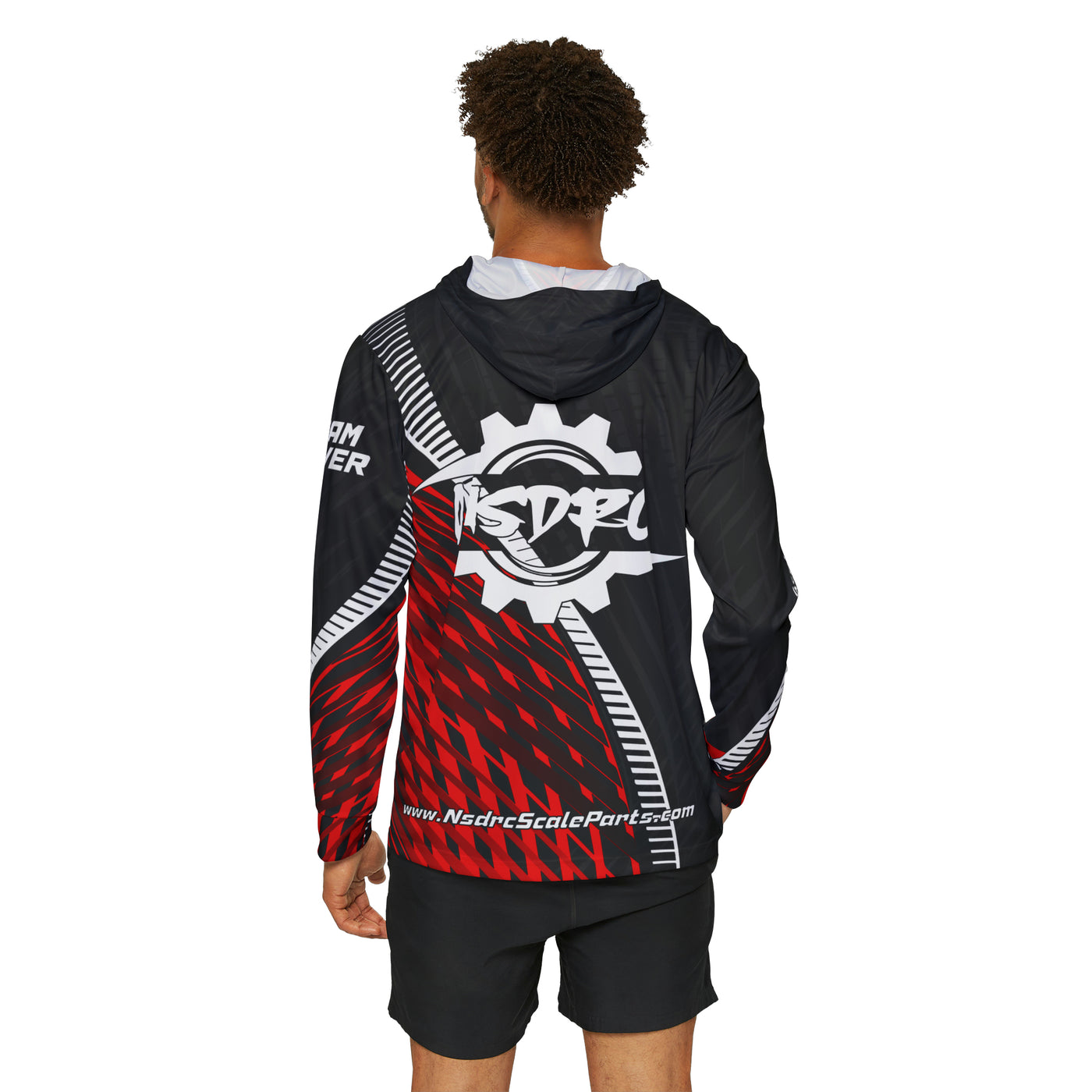 Men's Sports Warmup Hoodie Red Pattern NSDRC Logo TD