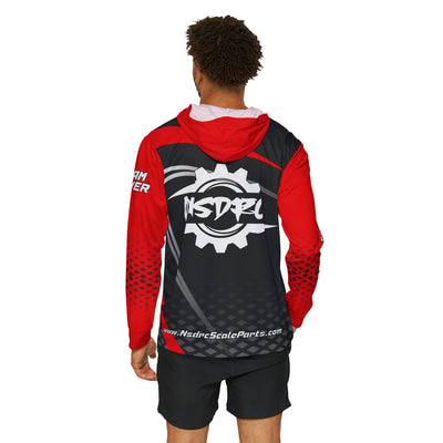 Men's Sports Warmup Hoodie Red Black Grey Pattern NSDRC Logo TD