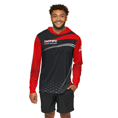 Men's Sports Warmup Hoodie Red Black Grey Pattern NSDRC Logo TD