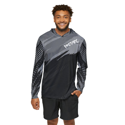 Men's Sports Warmup Hoodie Black Pattern NSDRC Logo