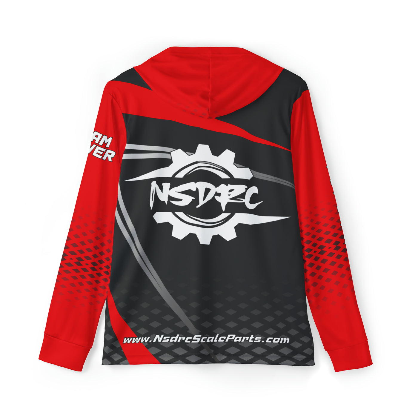 Men's Sports Warmup Hoodie Red Black Grey Pattern NSDRC Logo TD