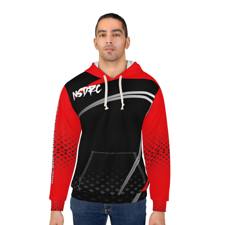 Men's Pullover Hoodie Red Black Grey Pattern NSDRC Logo - No